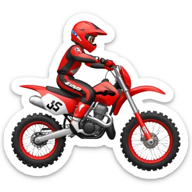 Moto cross noire et rouge avec des pneus lisses  sticker