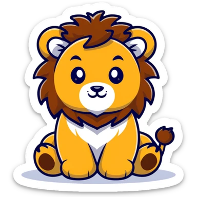 baby lion with fluffy mane sticker