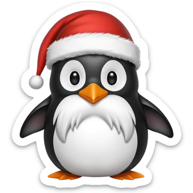 santa penguin with white beard sticker