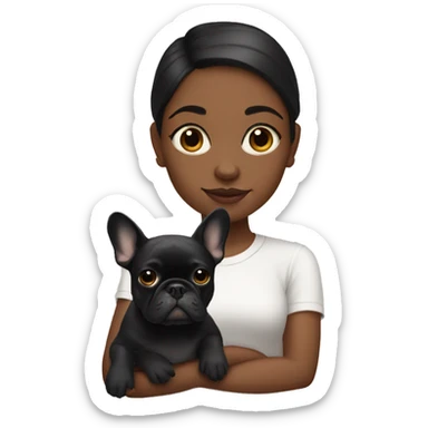 Girl with black French bulldog  sticker