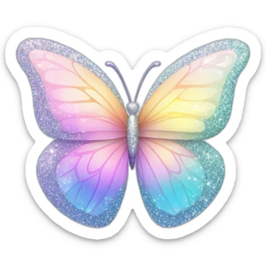 Shiny Glossy Glittery Sparkly Pastel Gradient Hue Iridescent Crystal Butterfly sticker