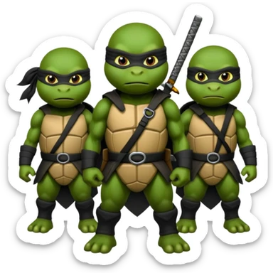 Teenage Mutant Ninja Turtles dressed in black ninja attire sticker