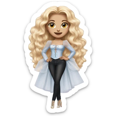 Glinda with makeup and a realistic Shakira lace up with short jeans  sticker