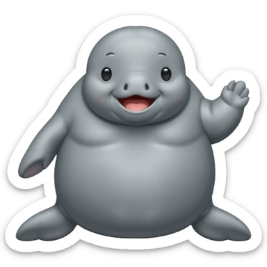 Manatee cute and fat emoji whole body sticker