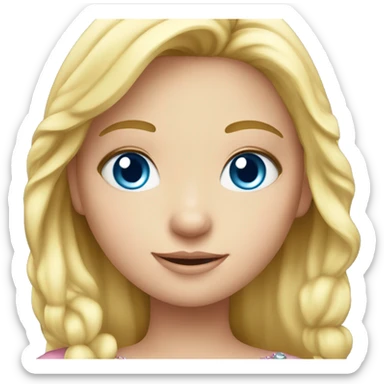 Little blonde girl blue eyes with princess crown sticker