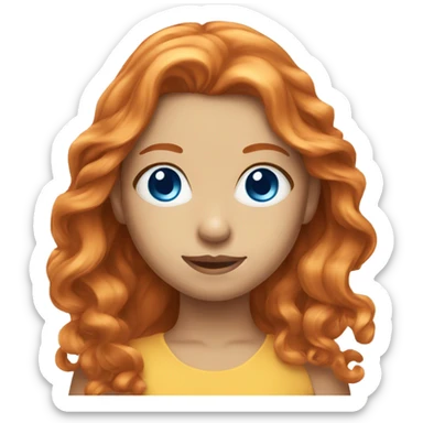 Ginger beautiful girl with blue eyes long hair sticker