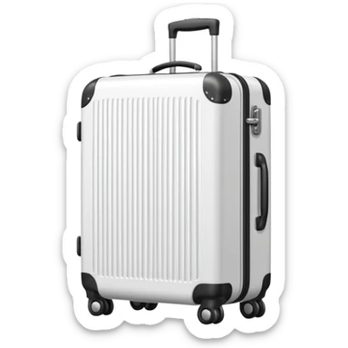 white steel ribbed suitcase on wheels sticker