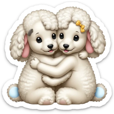 Poodles hugging eachother sticker