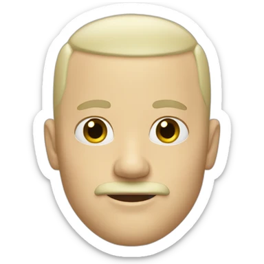 white man with blonde mustache and shaved head sticker