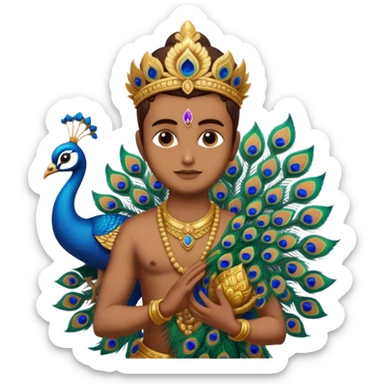 Murugan with vel and peocock at back vel also with  sticker