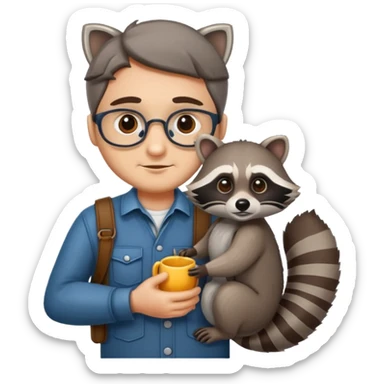 man with racoon sticker