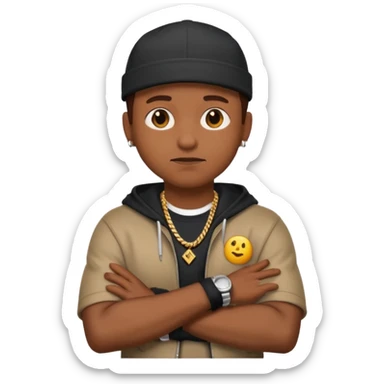 rapper emoji crossing arms in front of chest, confident expression sticker