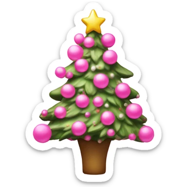 Large pink Christmas tree decorated   sticker