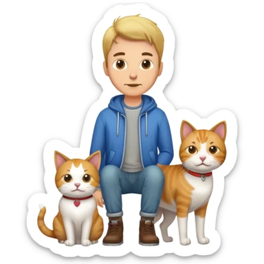 Man with dog in clothes cat sticker