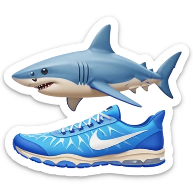 Shark with blue Nike shoes on a beach sticker