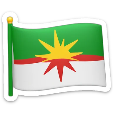 Flag red At top white in the middle Green at bottom and a sun in the middle sticker