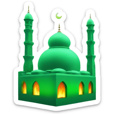 mosque in a green fire sticker