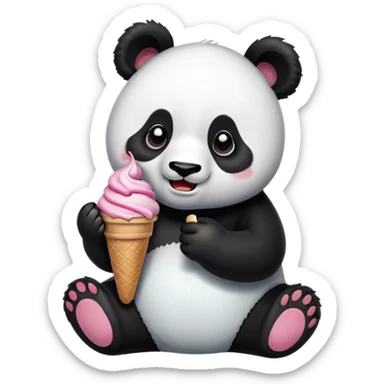 Panda eating ice cream sticker