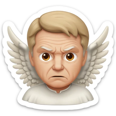 Angry older white male Italian animated angel sticker