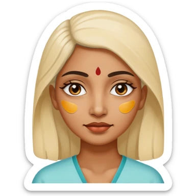 make an emoticon of a woman that has gel-like under eye patches of skincare of transparent color and make the woman slighlty indian, please remove the earrings anf the bindi  sticker
