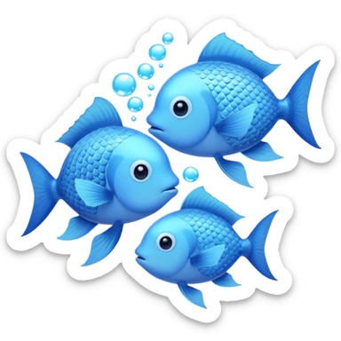 two pale blue fishes kissing sticker