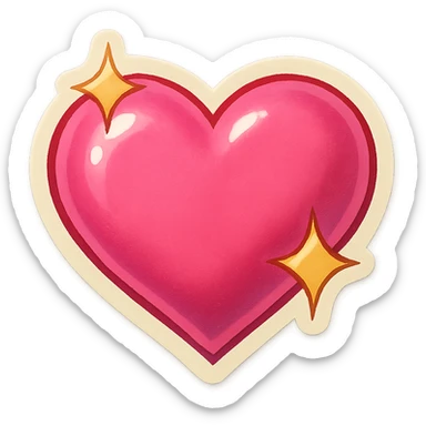 pink heart with sparkles, retro sticker style sticker