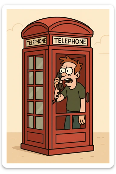 red phone booth, iconic British style, simple, clear details sticker