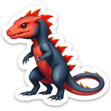 Colorful Dark Shiny Exotic Salandit-Charmeleon-Quilava-Fakémon-hybrid-creature (full body)  sticker