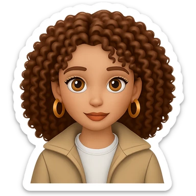 Add golden hoop earrings to the girl, maintaining the emoji style and transparent background. The original style is emoji, which does not support editing, so use the general style editor while preserving the emoji look. sticker
