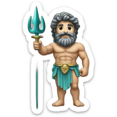 poseidon greek god with trident sticker