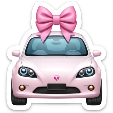 White car with pink bow sticker