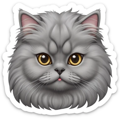 cinematic-adorable-big-eyed-fluffy-grey-persian-cat-portrait-emoji,-head-tilted-playfully-with-a-sweet-expression,-fluffy-grey-fur,-simplified-yet-irresistibly-cute-features-with-large,-expr sticker