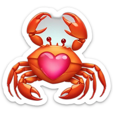 crab holding heart in diamond sticker