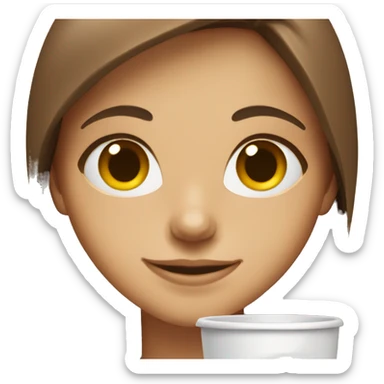 smiling girl with brown hair drinking coffee  sticker