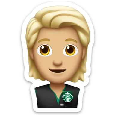 starbucks blonde male barista with coffee sticker