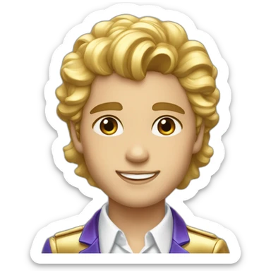Posh-boy-with-golden-suit-and-blue-eyes-and-rainbow-unicorn-hair sticker