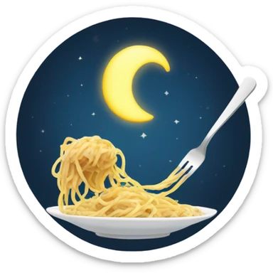 Moon eating spaghetti  sticker