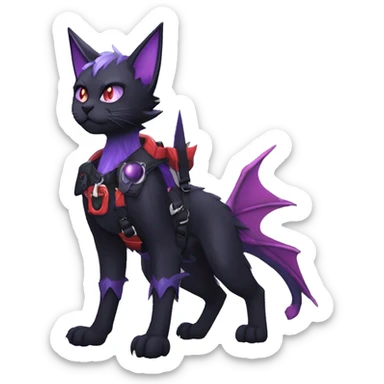 cool edgy black punk red Purple ethereal fantasy nargacuga-bat-cat-Fakemon collar harness full body sticker