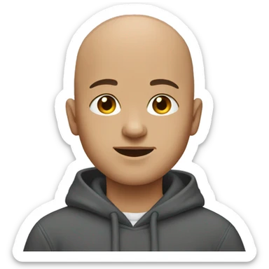 bald boy with dark grey hoodie sticker