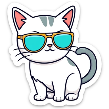 Cat with sunglasses sticker