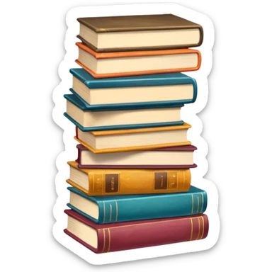 Stack of books with bookmarks sticking out sticker