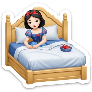 Snow White cleaning up her bed in her bedroom sticker