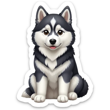 Black and white husky sitting sticker