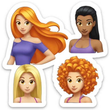 totally spies with blond-hair black-hair orange-hair sticker