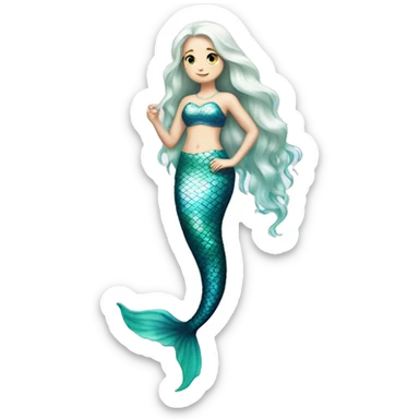 Iridescent mermaid white girl with iridescent tail sticker