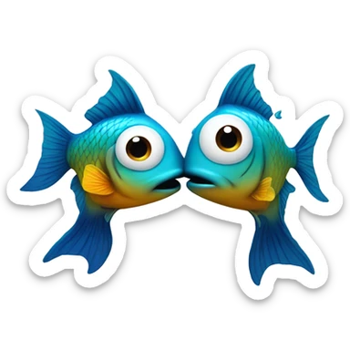 Two fish kiss each other  sticker