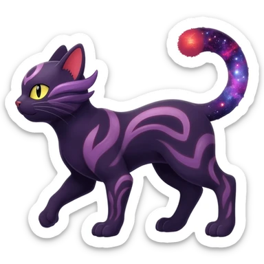 Gothic Nebulae Salandit-Cheshire-Cat-Umbreon-Fakémon-hybrid-creature (full body)  sticker