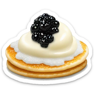 Caviar on blinis with creme fresh sticker