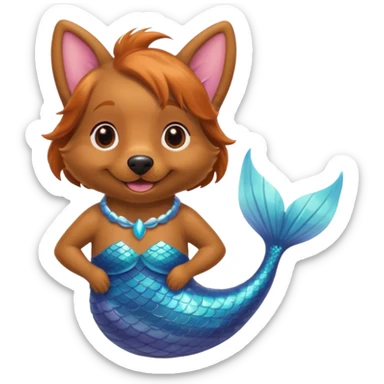 Happy brown dog with mermaid tail sticker