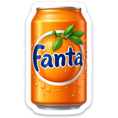 Draw a bright orange Fanta can with the bold logo & fruit graphics. sticker